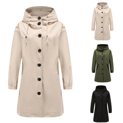 Dam Trench Coat Lång Tidlös Lätt Material-5