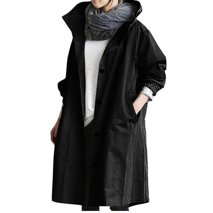 Variant image for Dam Trenchrock Lång Passform Justerbar Huva Bomull Polyester-2