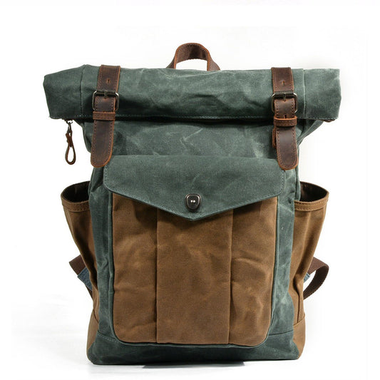 Unisex Ryggsäck Rolltop Wolff Canvas Vattenavvisande Slitstark 1