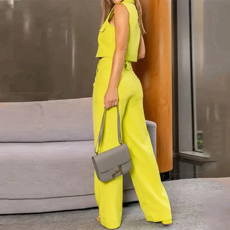 Dam 2-delad Set Utan Ärmar Lätt Tyg-4