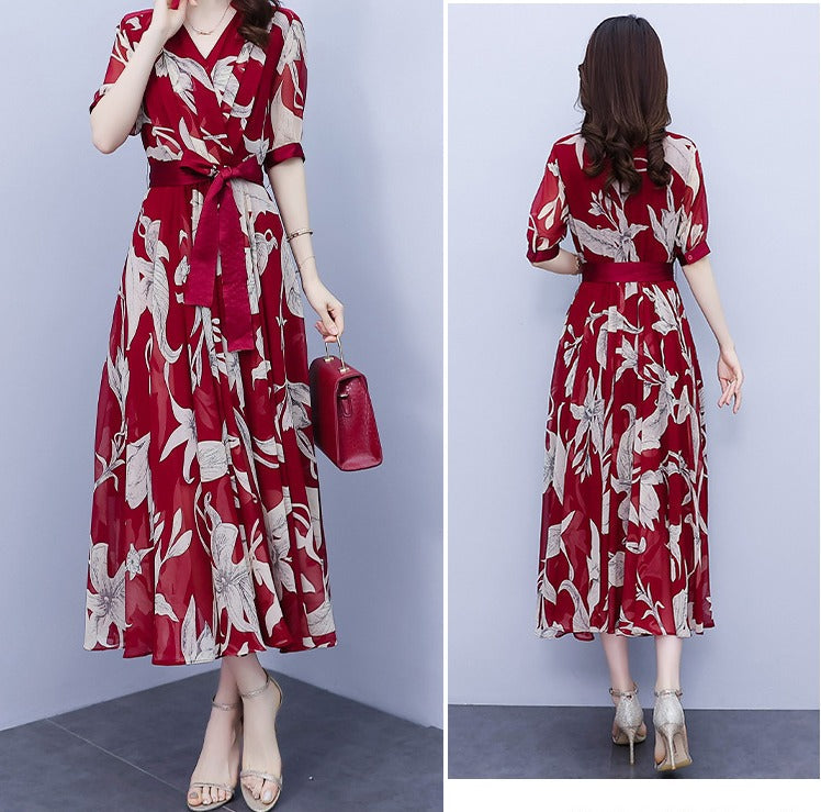 Maxiklänning Dam V-ringning Mjuk Polyester Elegant Design-6