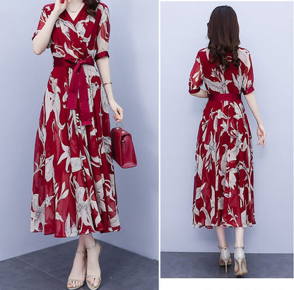 Maxiklänning Dam V-ringning Mjuk Polyester Elegant Design-6