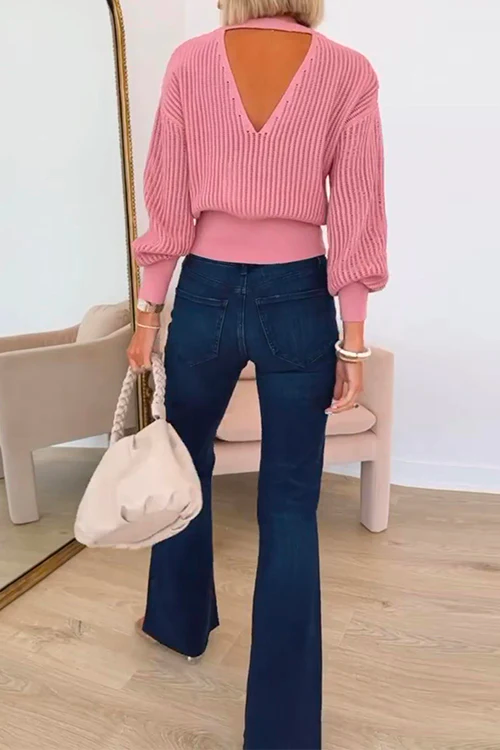 Snygga Byxor Dam Flared Denim med Rå Kant Bomull Polyester-4