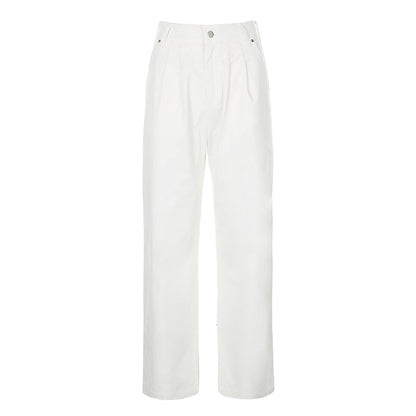 Dam Jeans Hög Midja Rak Snitt Stretch Bomull-1