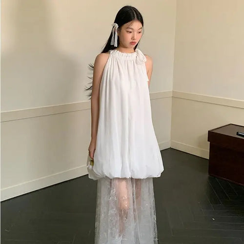 Damklänning Lång Ärmlös Tyll Lapptäckdesign Elegant-1