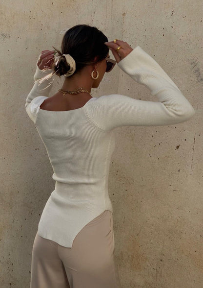 Kvinnors Topp Fyrkantig Halsringning Stretchmaterial-2