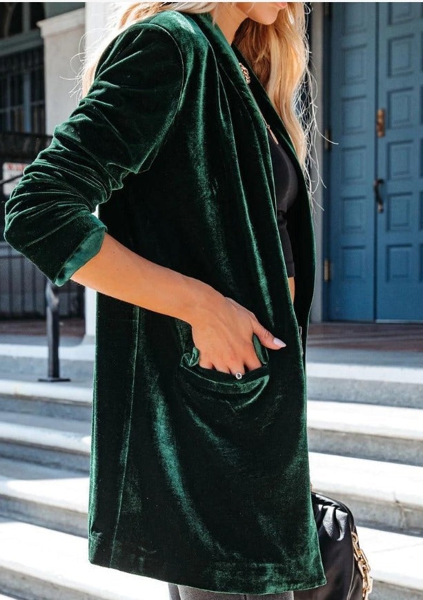 Dam Blazer Elegant Bomull Mikrofiber Tidlös Design-2