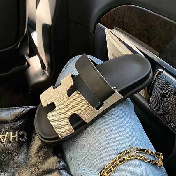 Herrsandaler H-formad Design med Kardborrfäste Syntetmaterial 16