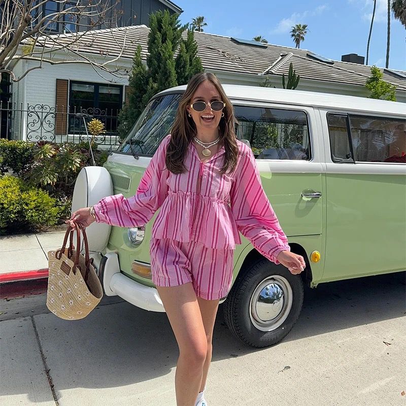 Damshorts Set Elegant Design Högkvalitativt Tyg Normal Passform-6