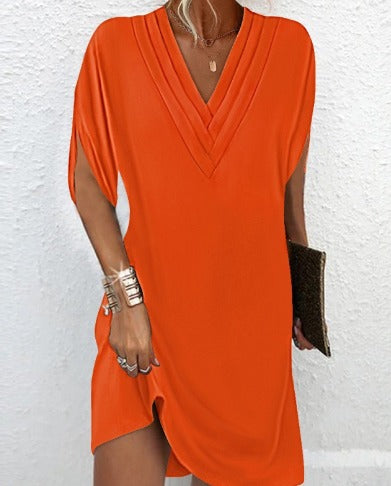 Kvinnors Klänning med Slitsade Ärmar Mjuk Polyester 10