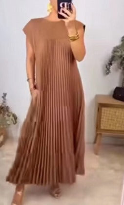 Variant image for Kvinna Veckad Klänning Ärmlös Polyester Elastan-31