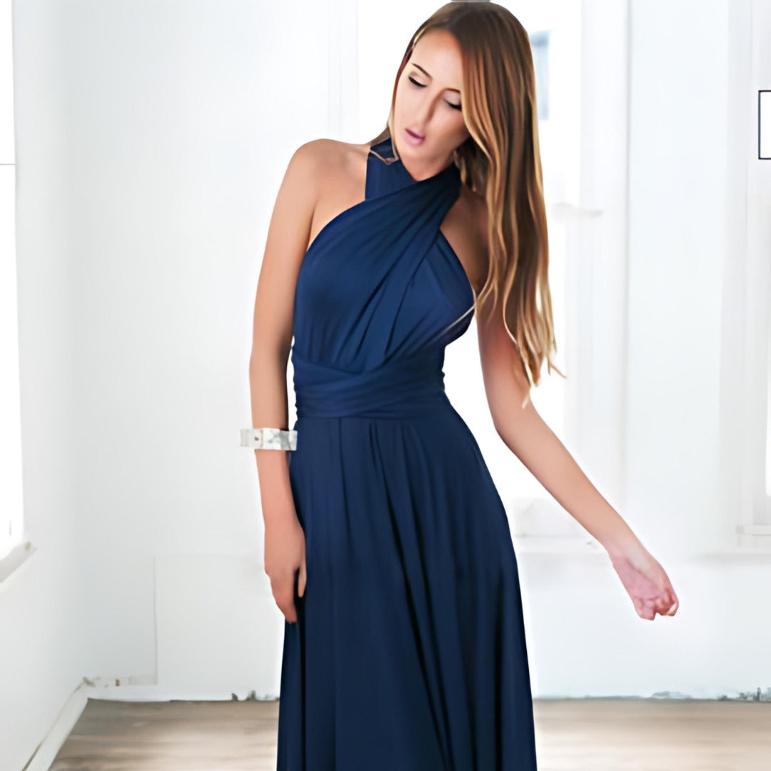 Fina Dam Klänningar Wrap Stil i Linne För Sommarens Evenemang 11