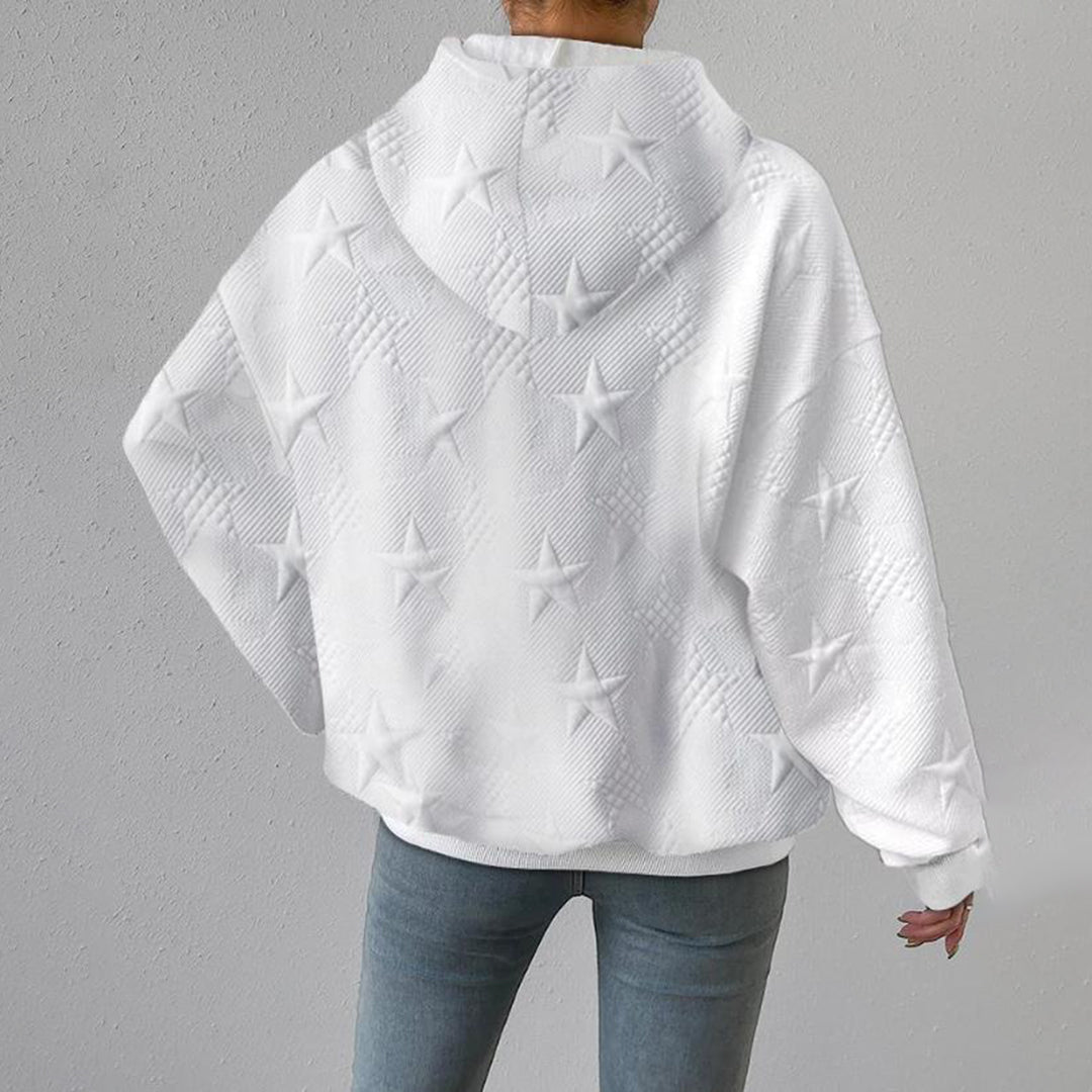 Dam Sweatshirt Stjärnmönster Mjuk Tjocktröja 3