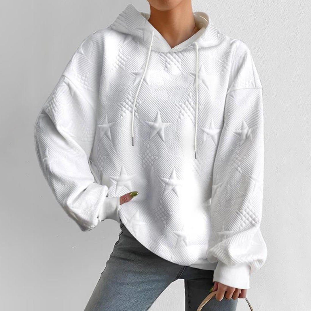 Dam Sweatshirt Stjärnmönster Mjuk Tjocktröja 2
