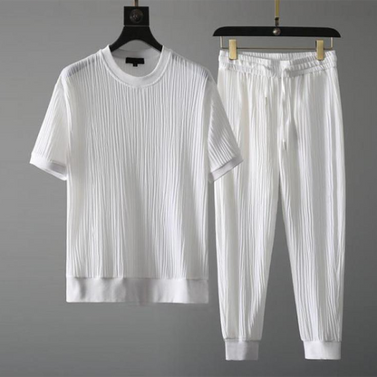 Herr Sommarkläder Uppsättning Kortärmad T-shirt och Shorts Polyester-4