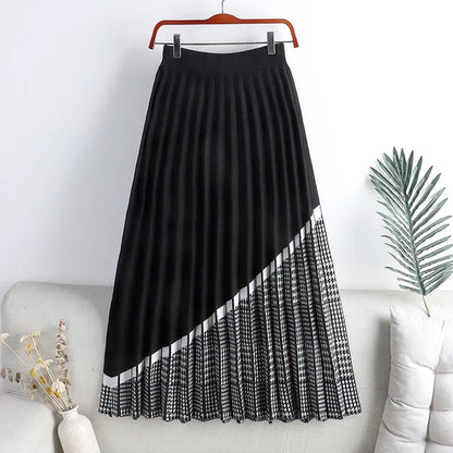 Dam Midi Kjol Veckad Polyester med Hahnenstieg-Panel-6
