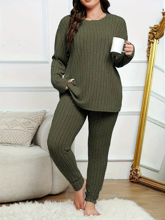 Kvinnors Loungewear Set Överdimensionerad Ribbad Polyester-1