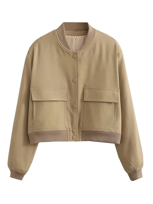 Damjacka Bomberjacka med Fickor i Polyester-1