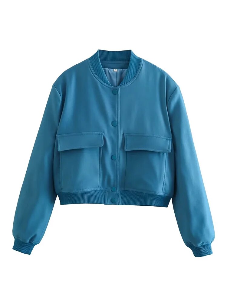 Damjacka Bomberjacka med Fickor i Polyester-4