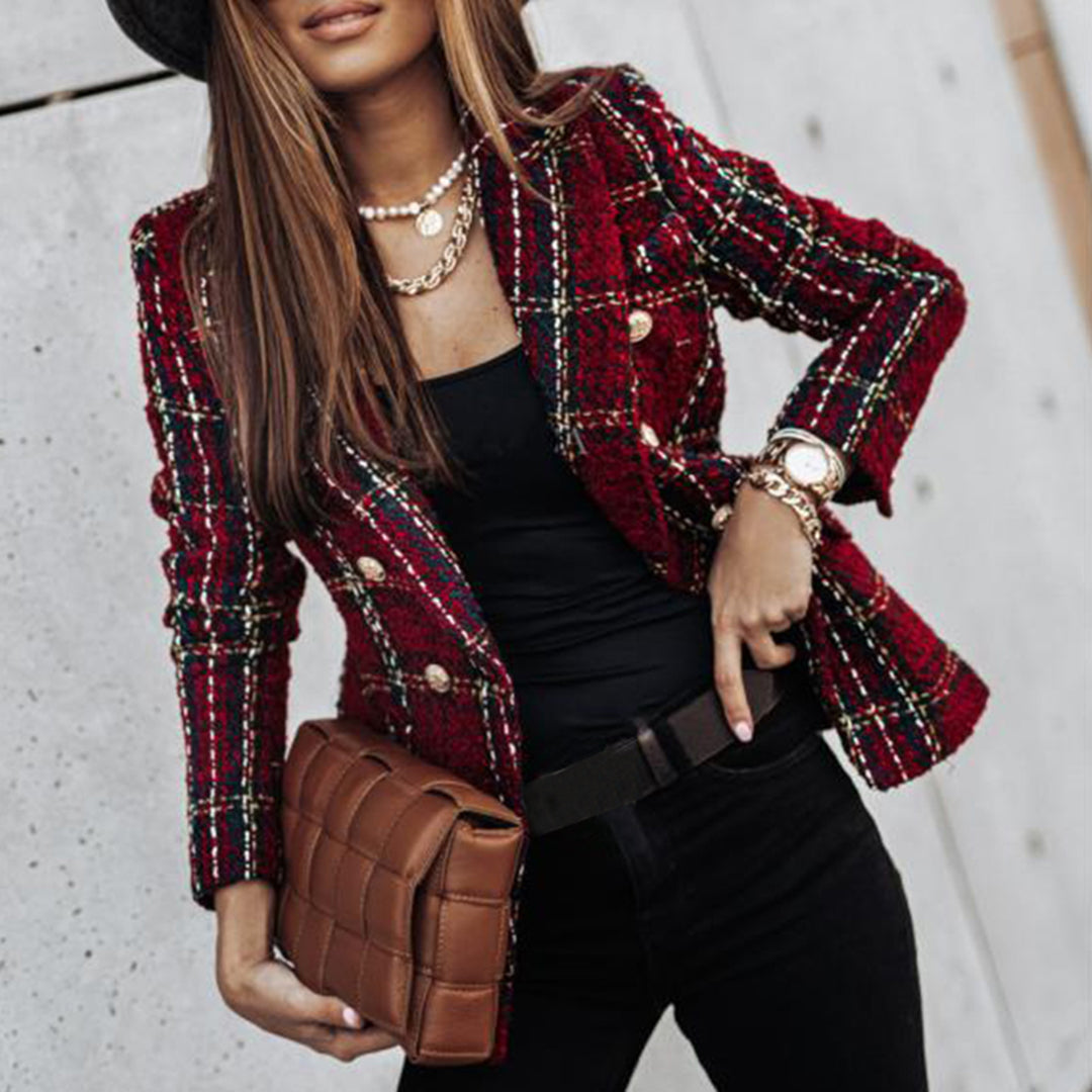 Dam Blazer Klassisk Stil Polyester Fullängd Elegant-4
