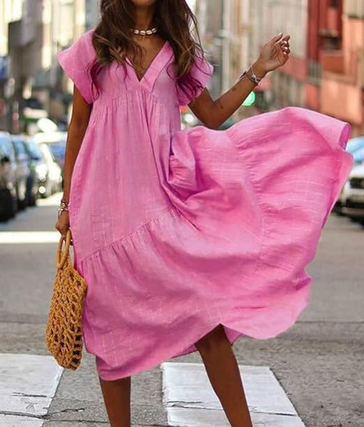 Kvinna Klänning Lätt Elegant Andningsbar Material-2