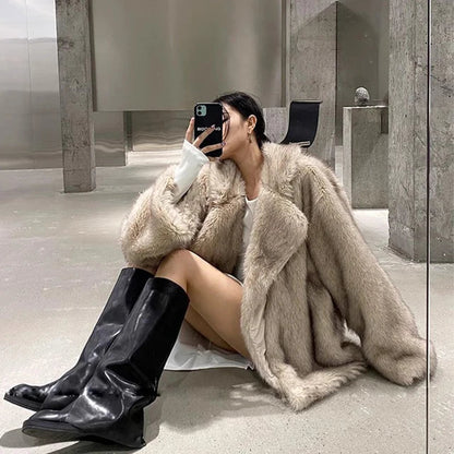 Variant image for Dam Kappa Syntetisk Päls Tidlös Design Mjuk och Varm-4