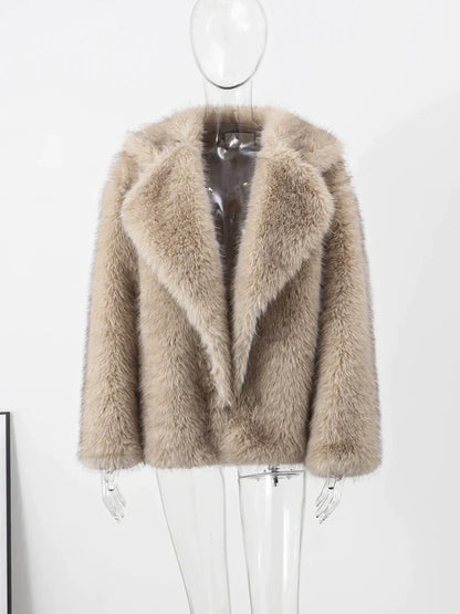 Dam Kappa Syntetisk Päls Tidlös Design Mjuk och Varm-3