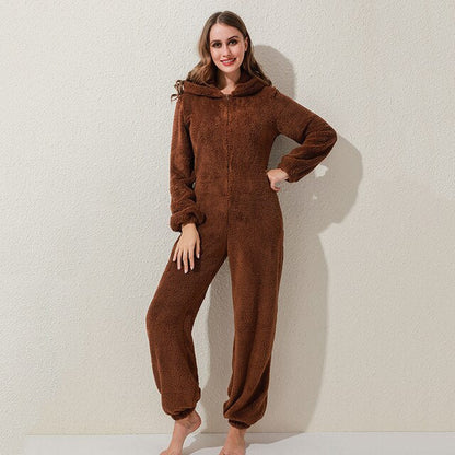 Dam Pyjamas Set Fleece Mjuk och Bekväm-4