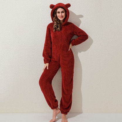 Dam Pyjamas Set Fleece Mjuk och Bekväm-5