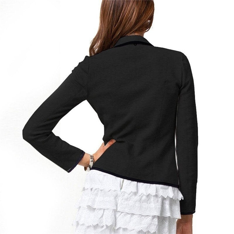 Dam Blazer Avslappnad Stil Bomull Polyester-2