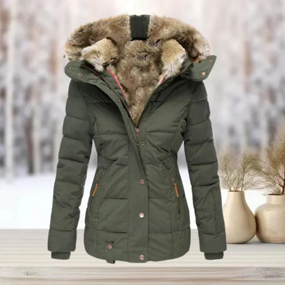 Variant image for Damjacka med Huva och Päls i Polyester för Vinter och Höst-25