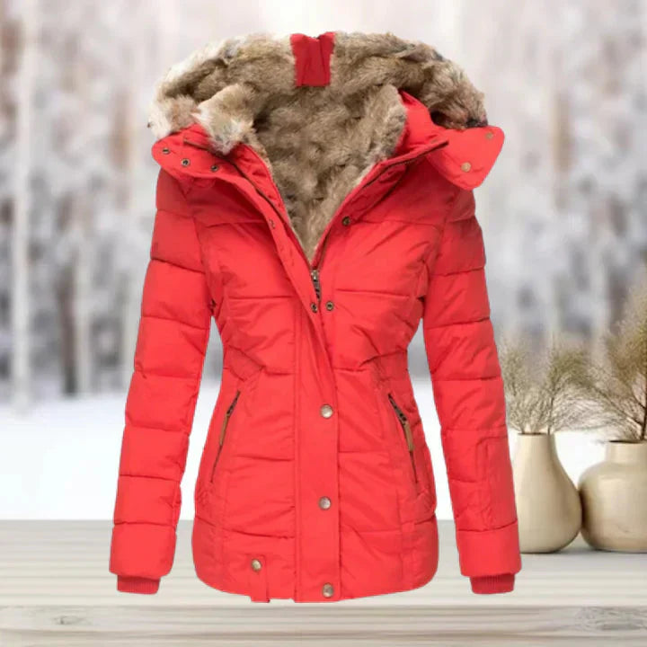 Variant image for Damjacka med Huva och Päls i Polyester för Vinter och Höst-41