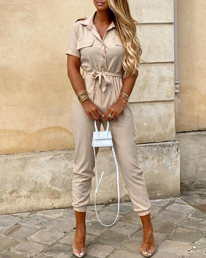 Fina Damklänningar Korta Ärmar med Bälte Polyester 6