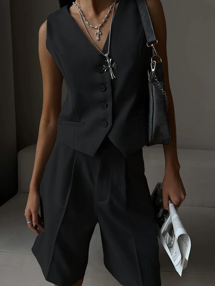 Dam Sommarset Väst och Shorts Lätt Polyester 8