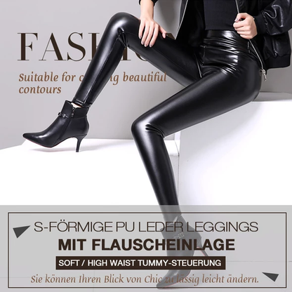 Damleggings Hög Midja Stretch Läder Ergonomisk Design-2