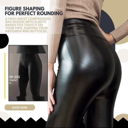 Damleggings Hög Midja Stretch Läder Ergonomisk Design-3