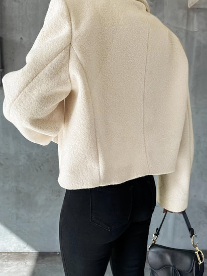 Kort Jacka Dam Elegant Plysch Modern Silhuett-2