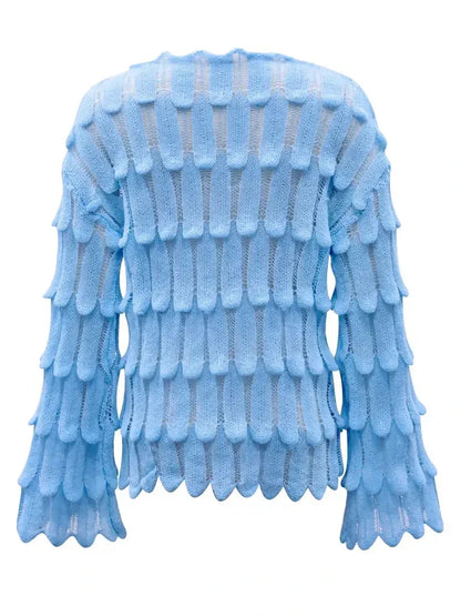 Stickad Dam Tröja Avslappnad Mjuk Design-3