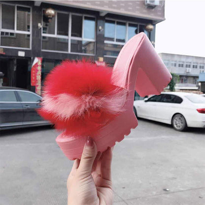 Dam Sandaler Fyrkantiga PU Gummi 3-5 cm Klack-3