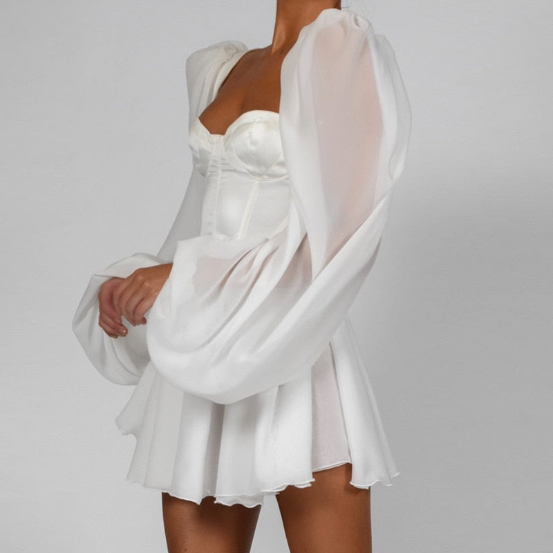 Kvinnors Aftonklänning Puffärmar Polyester Elegant-2