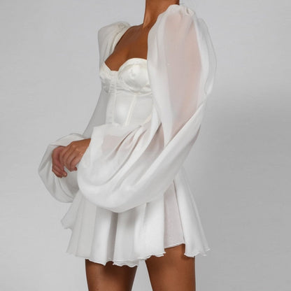 Kvinnors Aftonklänning Puffärmar Polyester Elegant-2