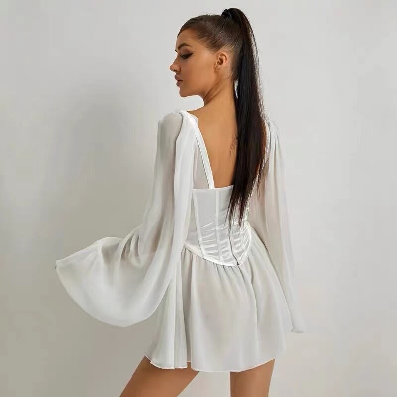 Kvinnors Aftonklänning Puffärmar Polyester Elegant-3