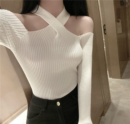 Dam Blus Off-Shoulder Enfärgad Viskos och Polyester-2