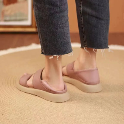 Dam Sandaler Läder Bekväma Tidlösa Skor-3