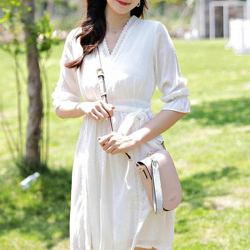 Dam Mini Handväska Blommönster PU-Läder-3