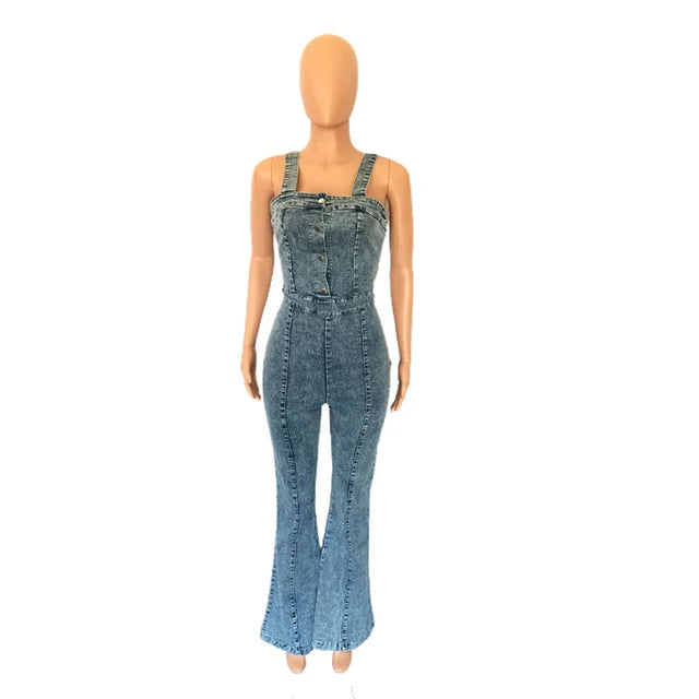 Dam Jeans-Overall Utställda Ben Polyester Bomull-4