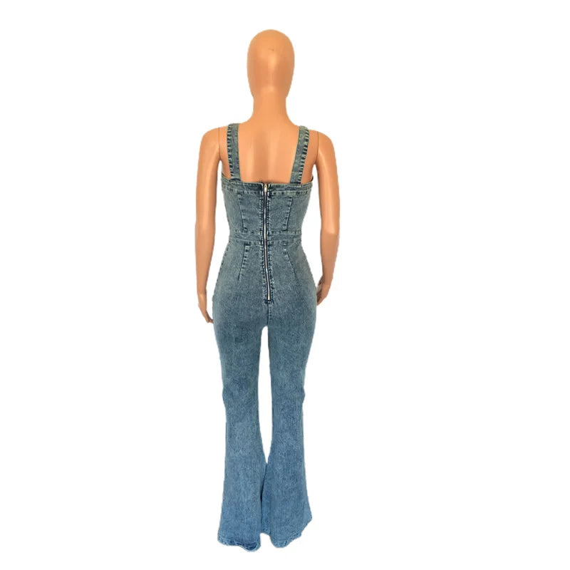 Dam Jeans-Overall Utställda Ben Polyester Bomull-6
