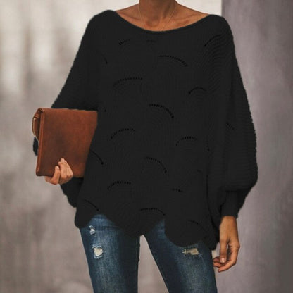 Variant image for Stickad Dam Tröja Överdimensionerad Med Batwing Ärmar-49