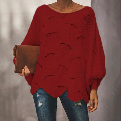 Variant image for Stickad Dam Tröja Överdimensionerad Med Batwing Ärmar-3