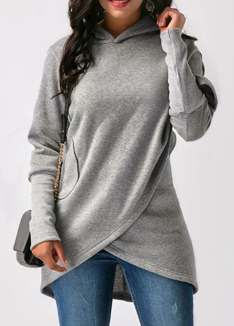Variant image for Lång Hoodie Dam Långärmad Bomull och Polyester Casual-13
